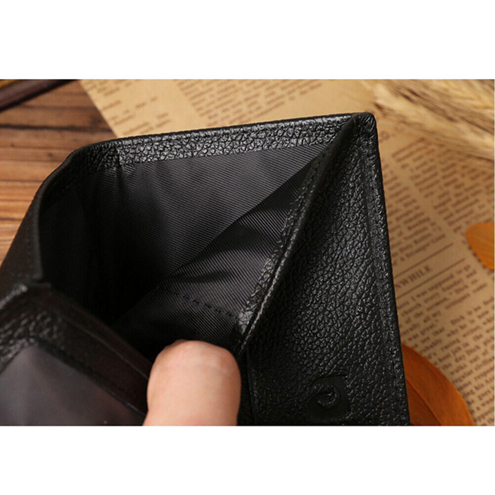 Men'S Leather Bifold ID Credit Card Holder Wallet Small Purse Billfold Thin