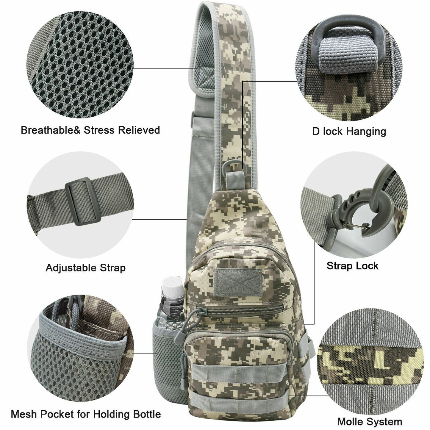 Tactical Sling Bag for Men – Military Chest Pack & Shoulder Backpack for Hiking, Travel, Outdoor Sports | Everyday Carry (EDC) Must-Have