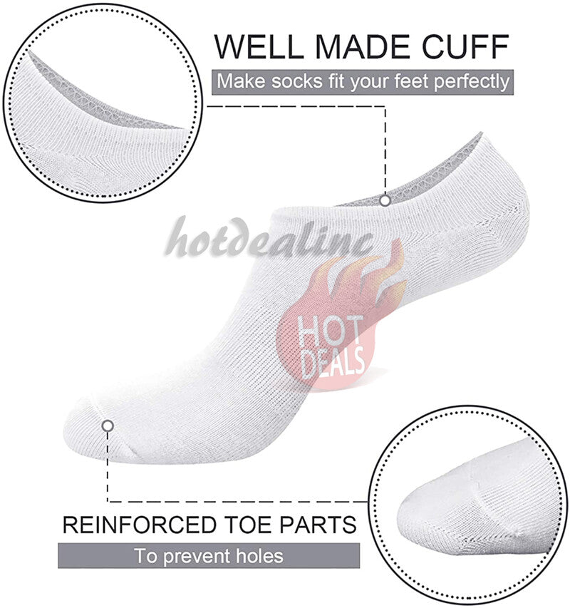 3/6/12 Pairs Men No-Show Socks Low Cut Black/White/Gr