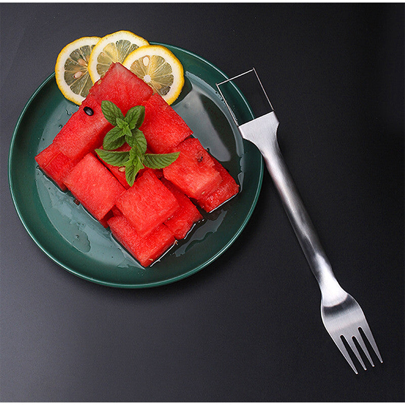 3/1 Watermelon Slicer Cutter,2-In-1 Fork Stainless Steel Fruit Cutting Artifact