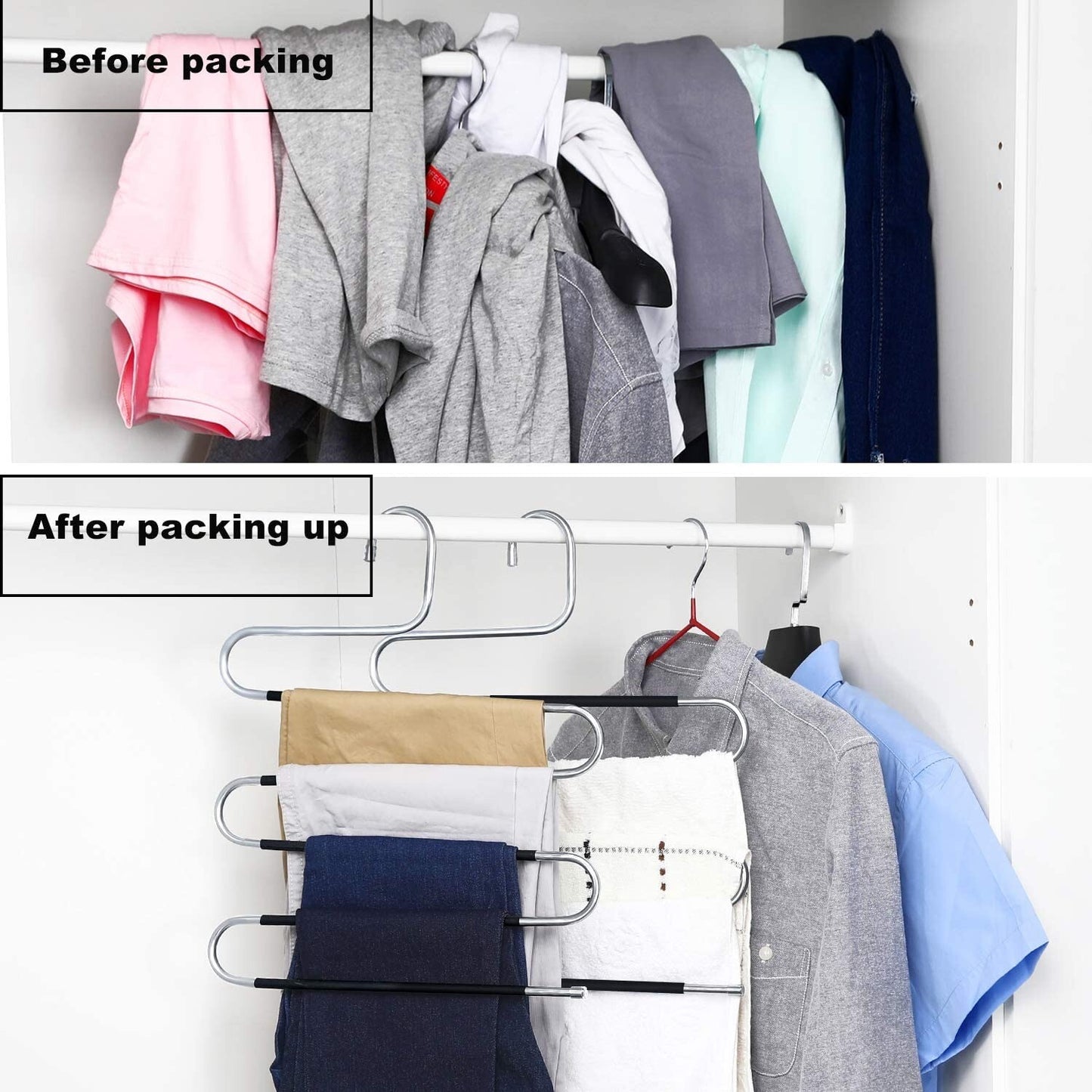 Trousers Hanger 5 Layers S Shape Pants Scarf Hanger Holder Closet Space Saver