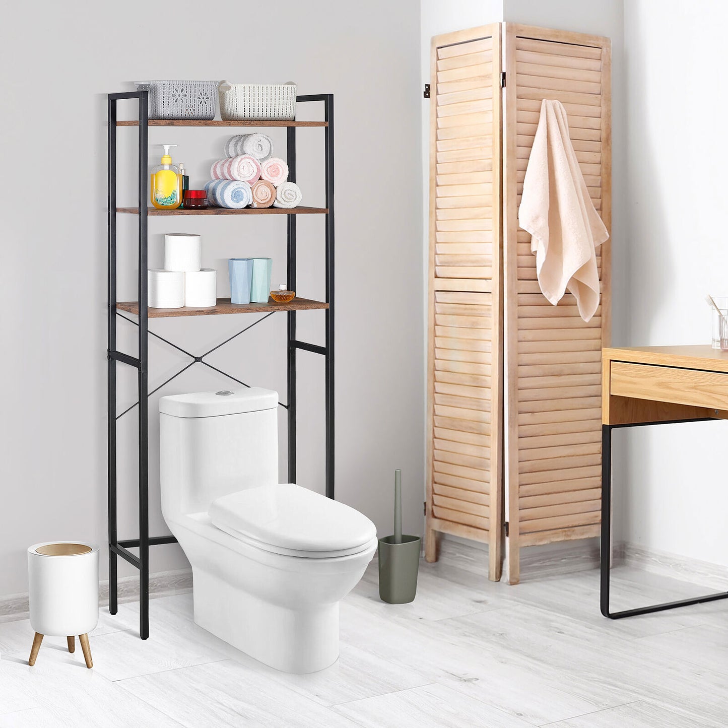 3-Tier Bathroom Storage Shelf over Toilet Rack Organizer Freestanding Shelving
