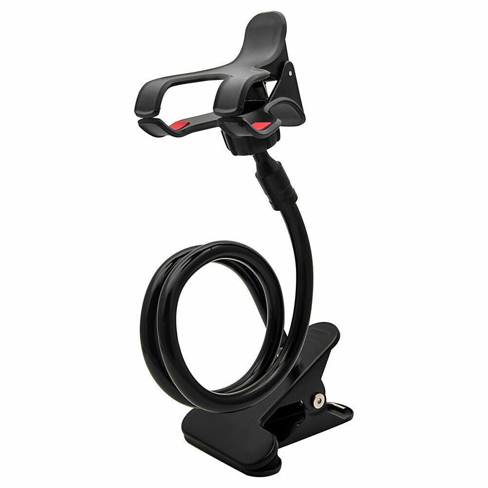 Universal Gooseneck Phone Holder, Smartphone Desk Mount or Cellphone Table Clip Stand Adjustable Durable Magnesium Alloy With Silicon Suction Pad