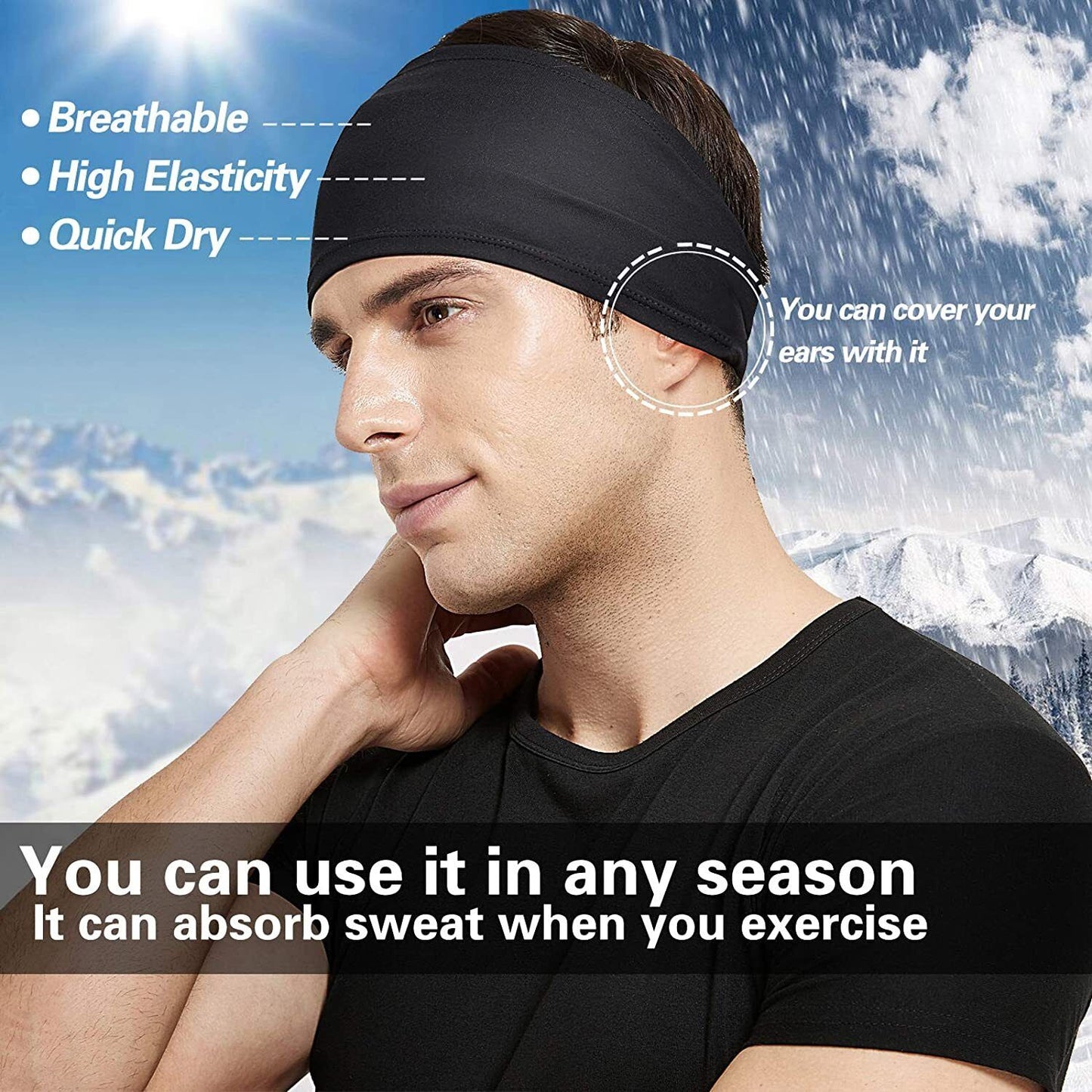 Sweatbands Sports Headband for Men & Women – Moisture-Wicking, Quick-Dry, Stretchy & Soft – Perfect for Gym, Running, Yoga, Basketball & More