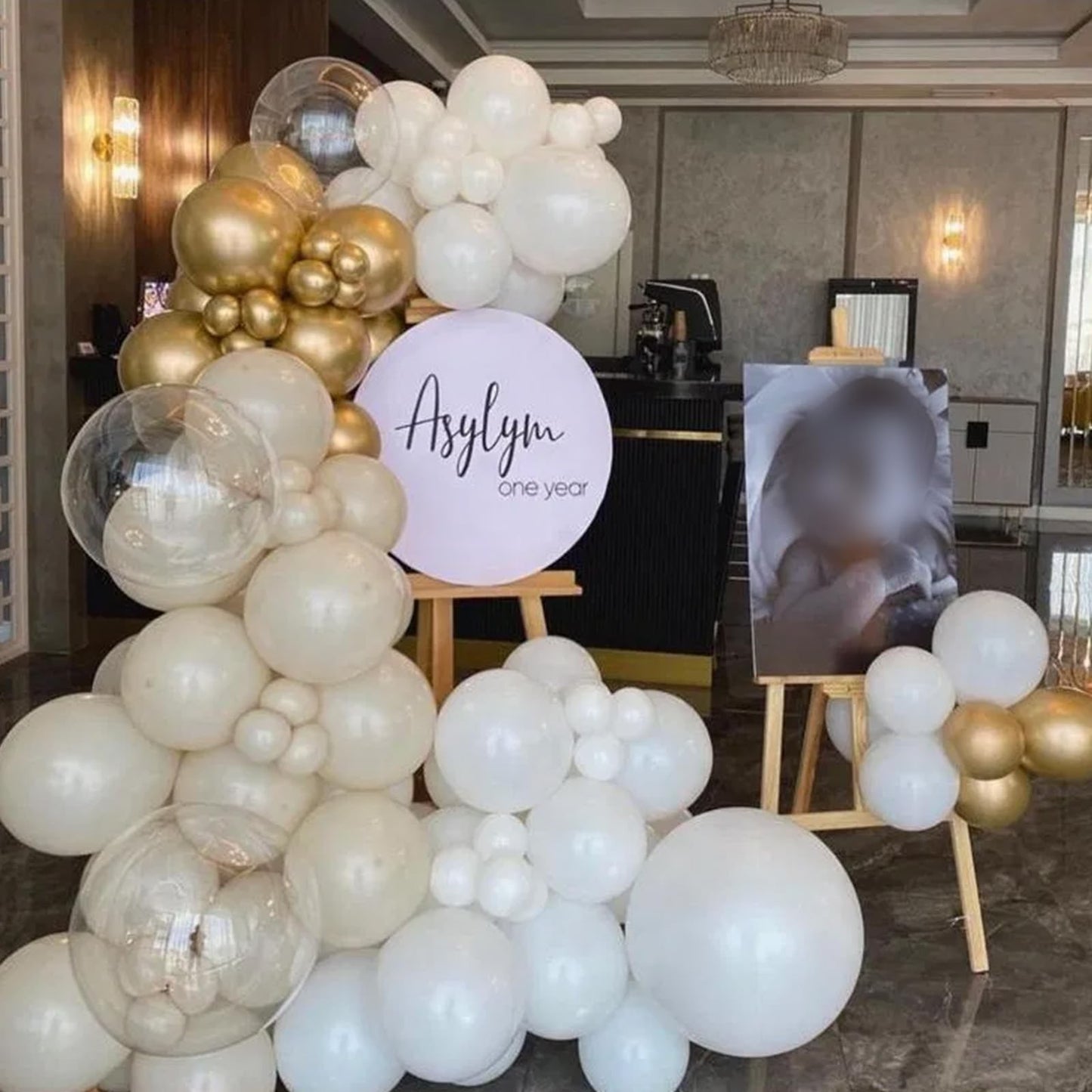 White and Gold Balloons, 12 Inch White Sand Gold Metallic Latex Balloons, Beige