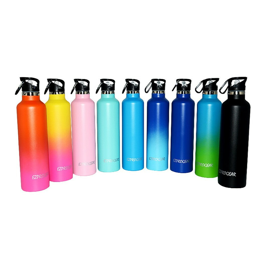 Stainless Steel Vacuum Insulated Double Wall Water Bottle W/3 Lid, Straws, Clip
