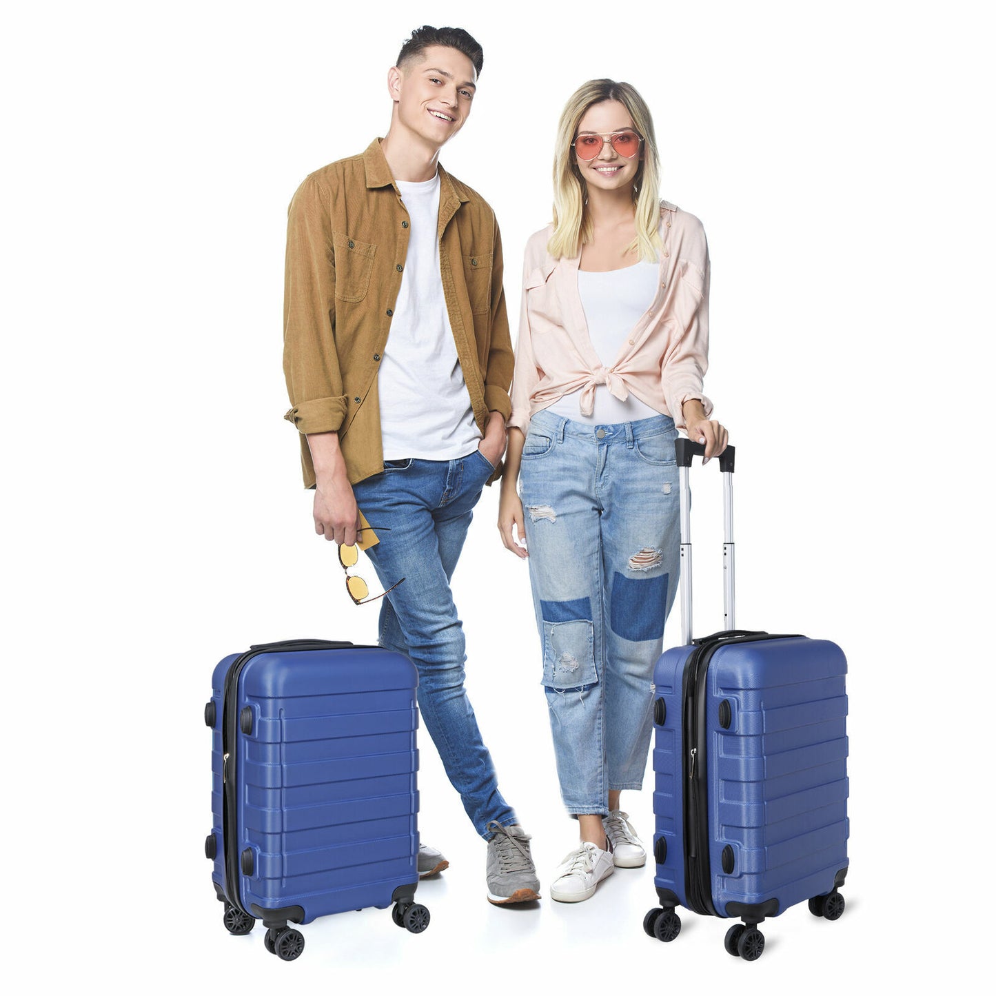 21" Spinner Carry-On Luggage Suitcase Wheels Expandable Travel Bag Hardside