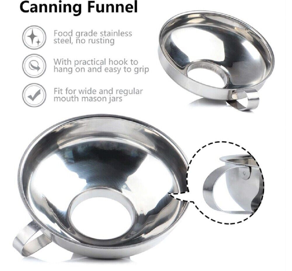 Stainless Steel Canning Funnel Set (2 Pc) – Wide Mouth Funnels for Mason Jars, Jam, Preserves & Kitchen Use | Durable, Rust-Resistant & Easy to Clean