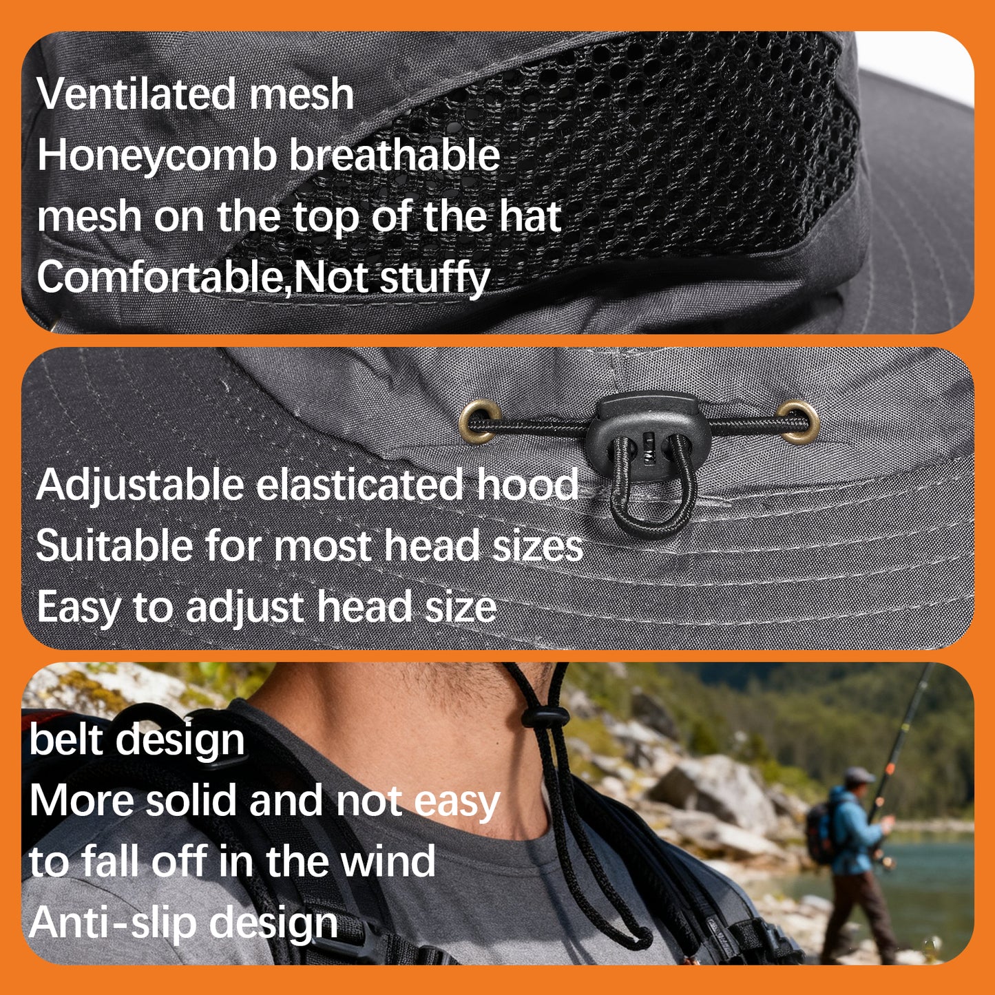 Solar USB Powered Fan Hat Wide Brim Outdoor Fishing Hiking Hat Sun UV Protection