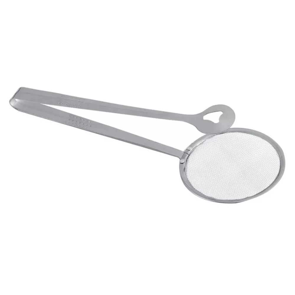 Stainless Steel Filter Clip - Oil Drain Tongs for Fried Food, BBQ, Salad & Cooking | One-Sided Filter, Hollow Design, Multi-Purpose Kitchen Tool