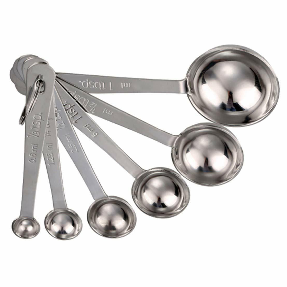 6 Pieces Measuring Spoon Set 1/8 TSP to 1 Table Spoon Easy to Read Measurements Heavy Duty Stainless Steel Commercial Food Grade Kitchen Utensils