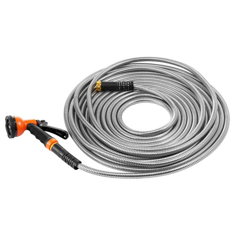 50Ft Metal Garden Hose Stainless Steel Water Hose Lightweight No Kink