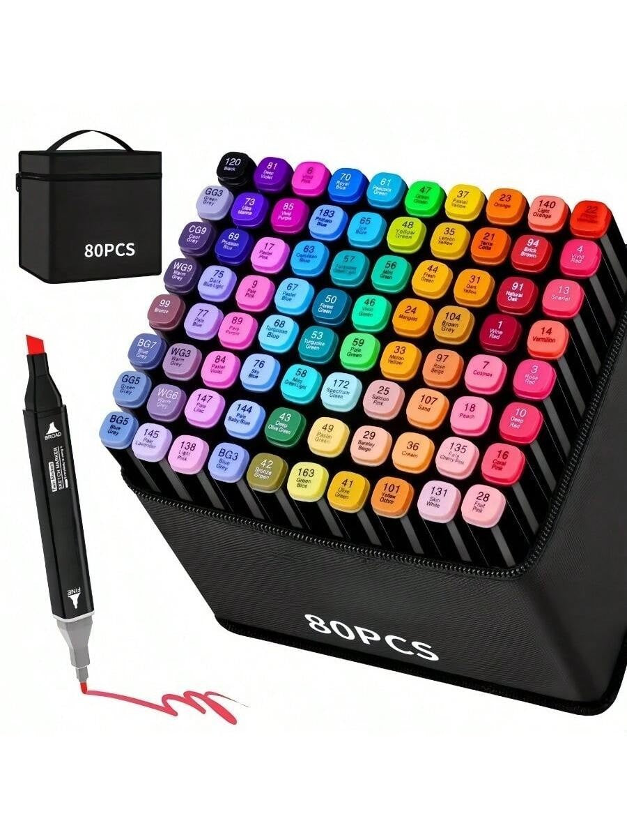 80/168 Colors Art Drawing Markers Set for Kids Adults Dual Tip Alcohol Markers