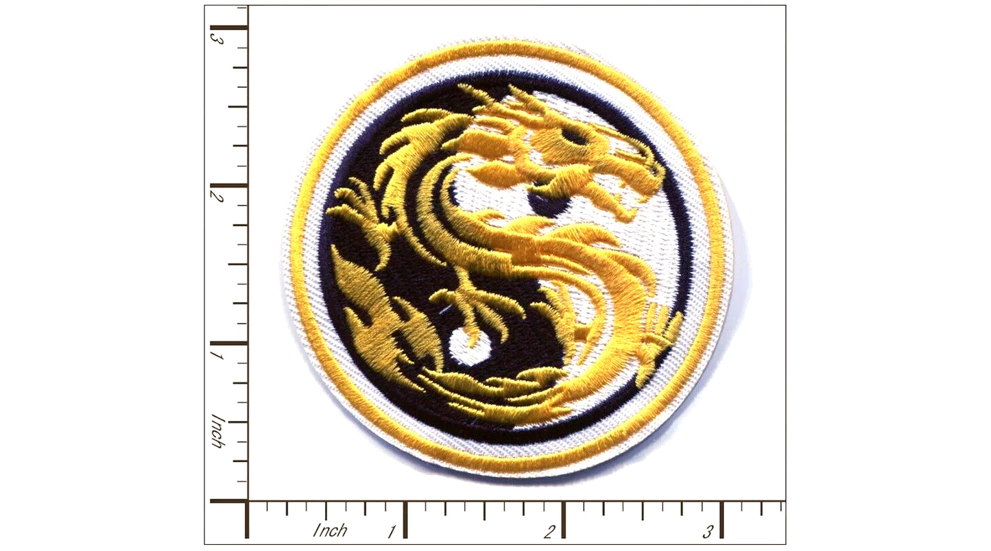 Yin Yang Golden Dragon Embroidered Iron on Patch DIY Applique