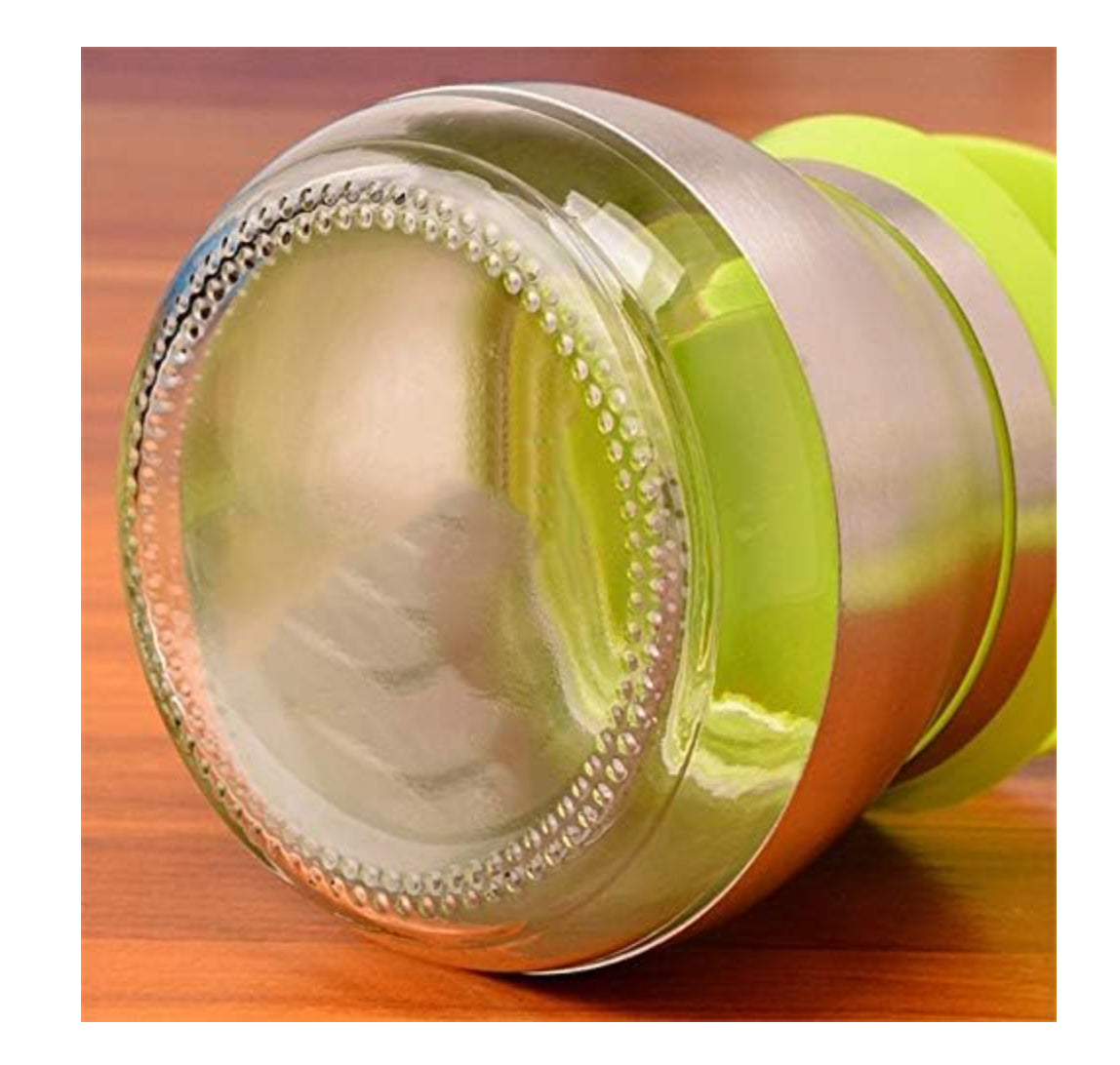 Seasoning Box with Lid, Spice Box Stainless Steel Glass Seasoning Jar Creative