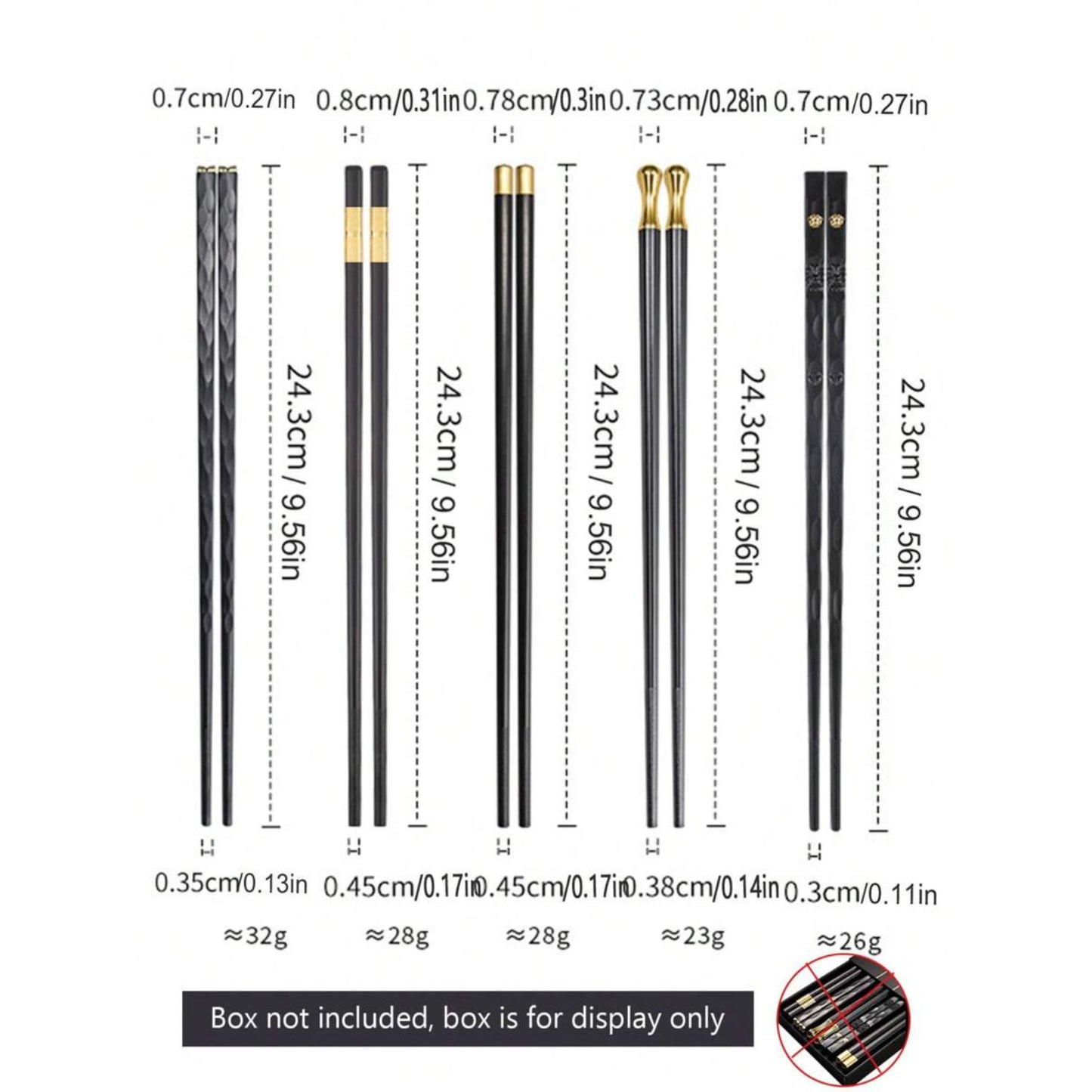 5 Pair Stainless Steel Chopsticks – Non-Slip Design, Stylish Kitchen Tools for Easy Gripping, Durable & Reusable Chop Sticks for Home or Dining!