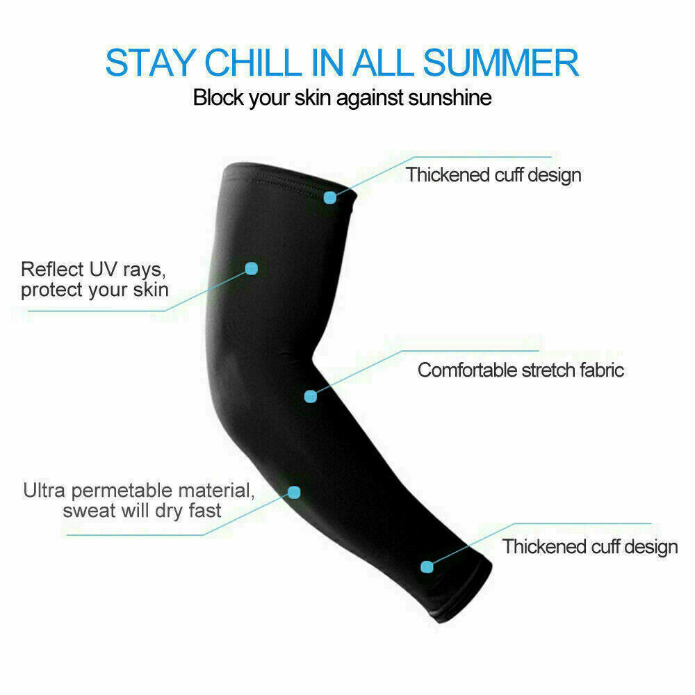 Cooling Arm Sleeves UV Sun Protection, Sweat-Wicking, Breathable Compression for Sports, Cycling, Golf, Hiking & Outdoor Activities – 5 Pairs