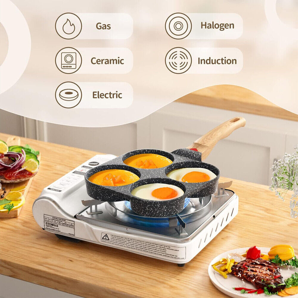4-Cup Nonstick Egg Pan for Quick Breakfast | Compact, Easy Clean, Pancakes & Eggs Made Simple | No Mess Kitchen Essential