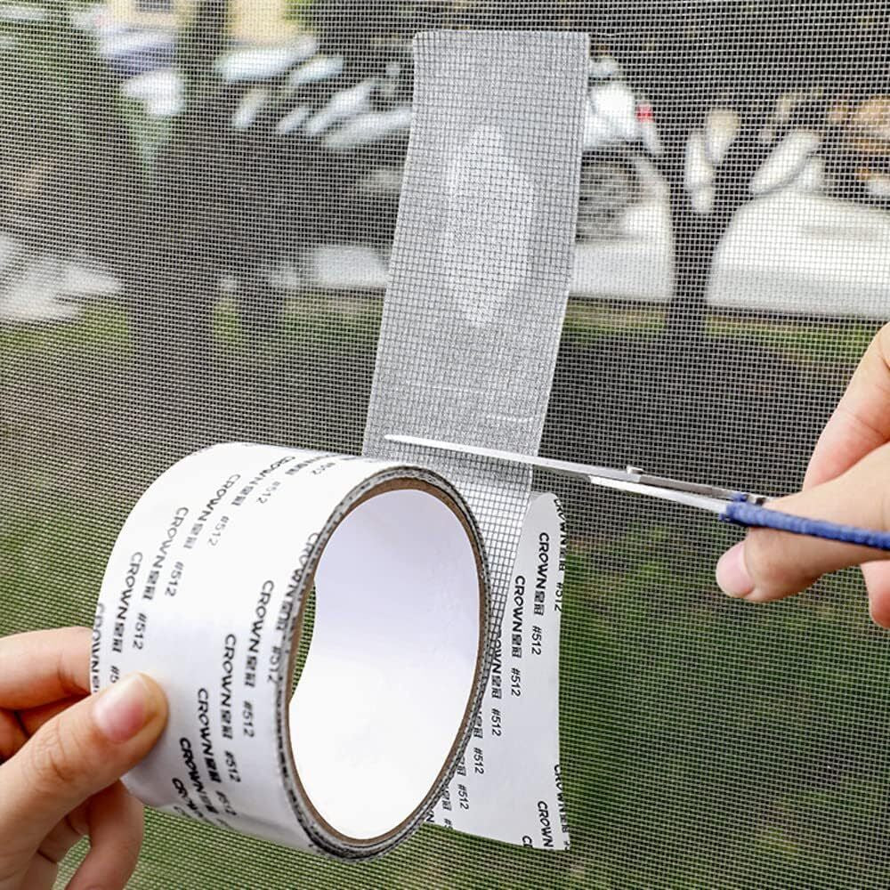 Strong Adhesive Screen Repair Tape - Easy DIY Fix for Window & Door Screens, Mesh, Tents & More | Durable Fiberglass, Waterproof, Cut to Any Size