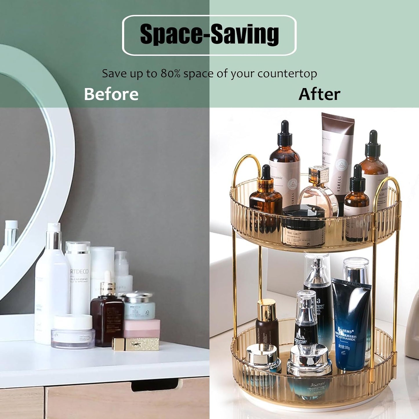 360 Rotating Makeup Cosmetic Organizer Lazy Susan Rack Cosmetic Carousel Storage
