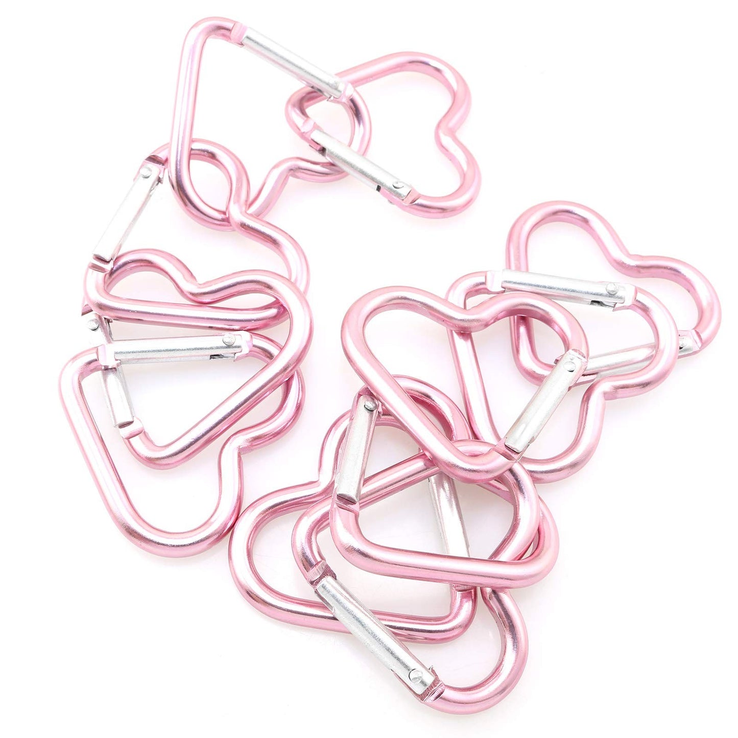 10Pcs Heart-Shaped Aluminum Snap Hook Clip Key Holder, Keychain Clip (Light P...