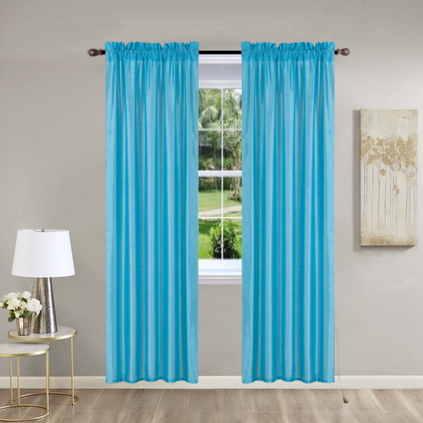 Pinch Pleat Curtain Panels 2 Pack Unlined Rod Pocket Window Sheer & Light, Fits 2” Rod, Non-Blackout Home Decor Upgrade