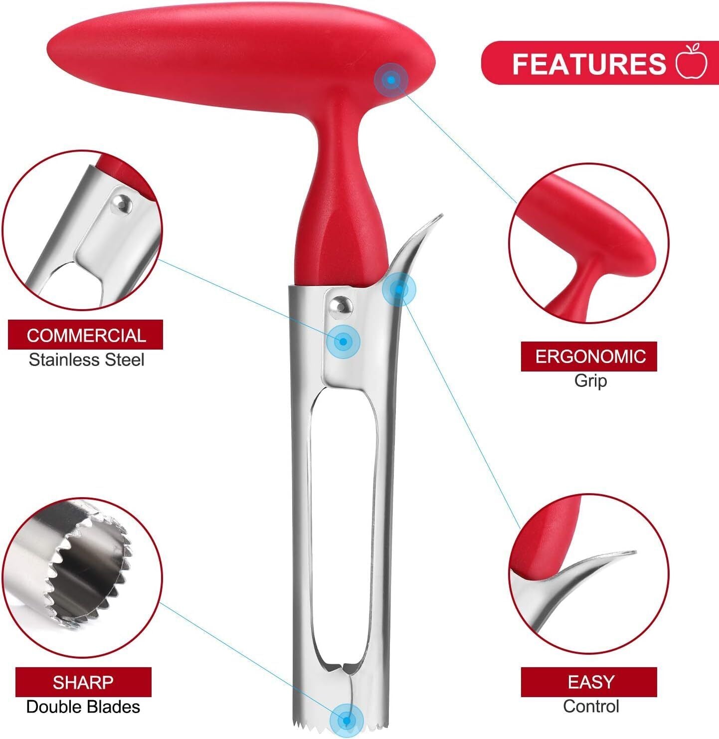 12-Blade Apple Slicer Stainless Steel Ultra-Sharp Apple Corer New