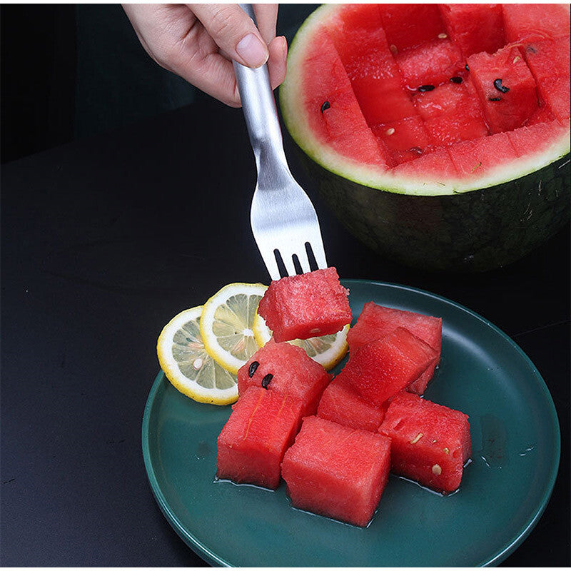 3/1 Watermelon Slicer Cutter,2-In-1 Fork Stainless Steel Fruit Cutting Artifact