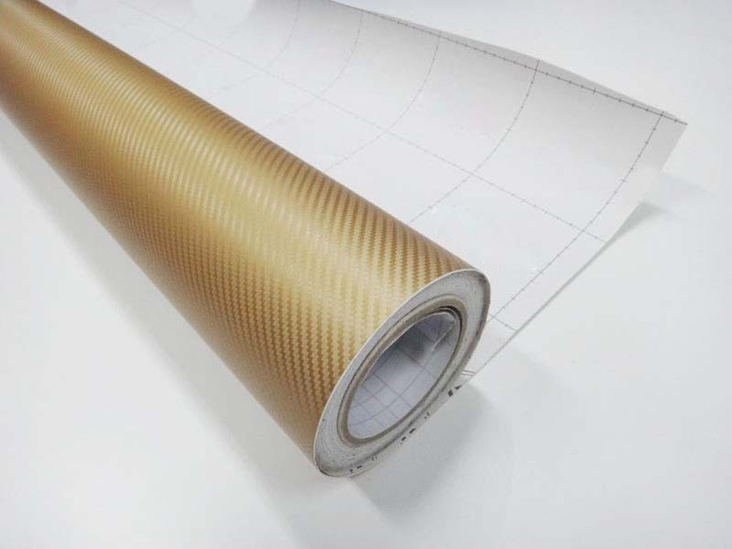 12" X 60" GOLD Carbon Fiber Vinyl Film Wrap 3D Bubble Free Air Release 1Ftx5Ft