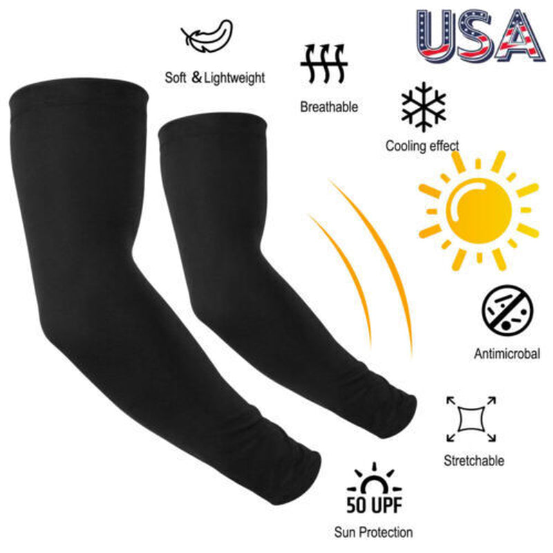 Cooling Arm Sleeves UV Sun Protection, Sweat-Wicking, Breathable Compression for Sports, Cycling, Golf, Hiking & Outdoor Activities – 5 Pairs