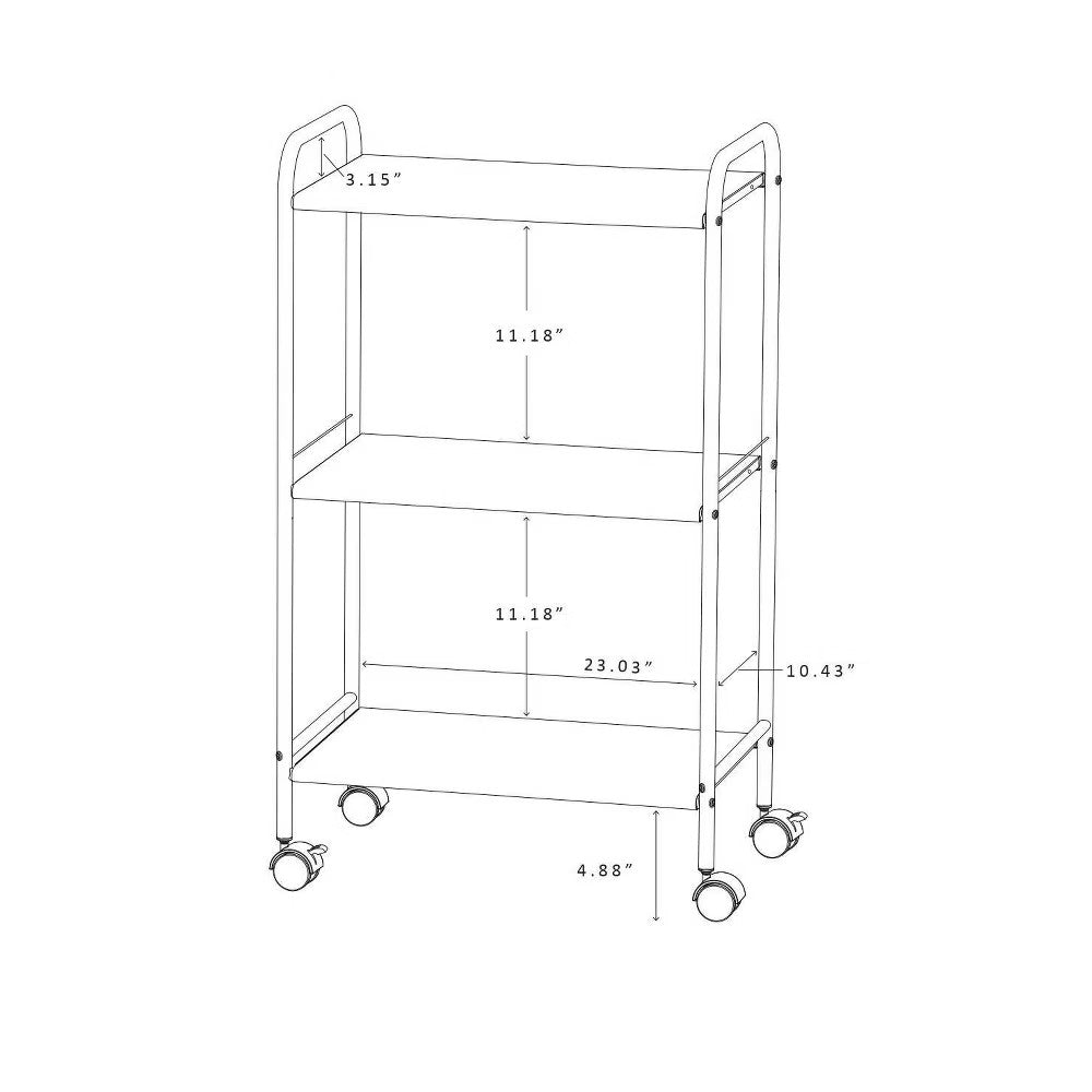 3 Shelf Wide Utility Storage Cart Gray - Room Essentials