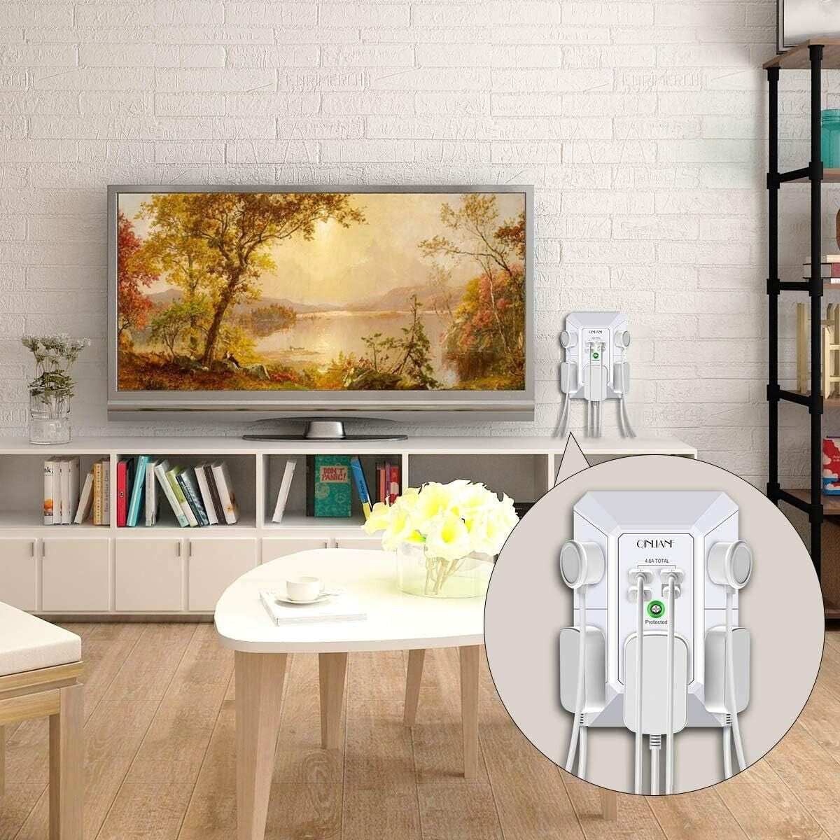(5) Plugs, Type c, USB Wall Outlet with Surge Protection-5 Sockets with Fast Smart Charging for Iphone Android Samsung Apple Home Office Universal