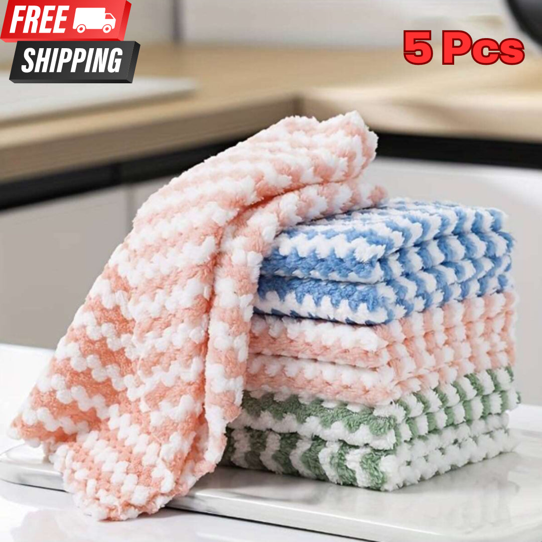 5Pcs Kitchen Towels Reusable Dishcloths Multicolor Cleaning for Multiple Uses