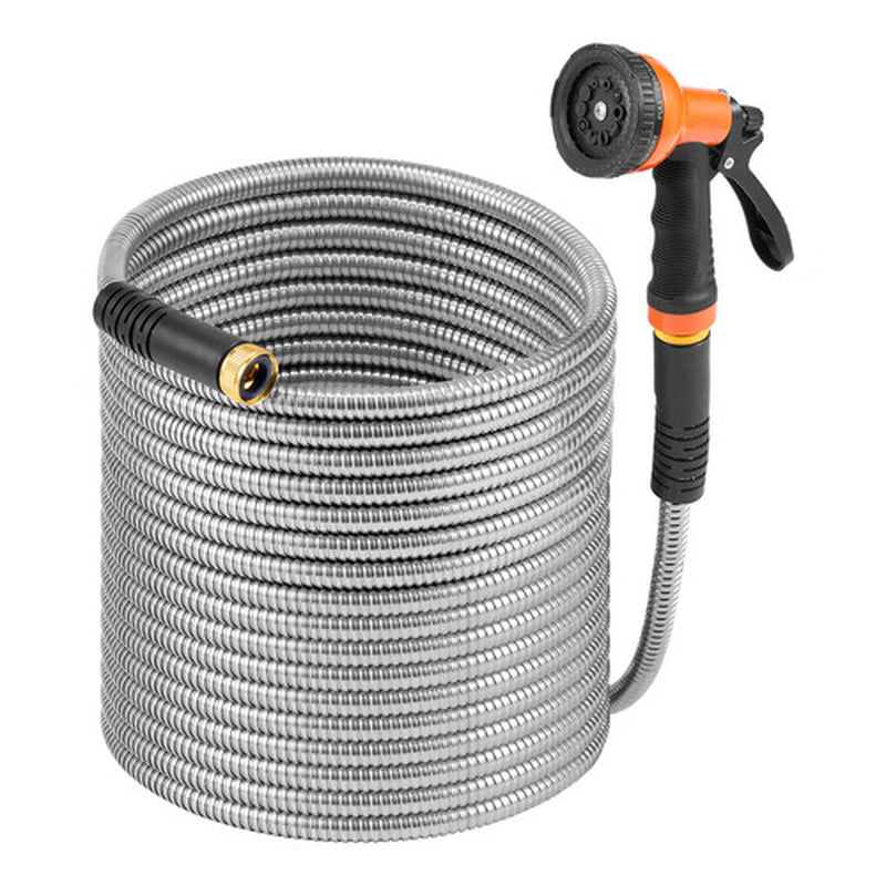 50Ft Metal Garden Hose Stainless Steel Water Hose Lightweight No Kink