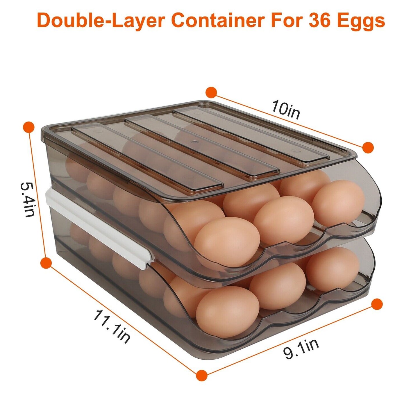 2-Layer Automatic Rolling Egg Holder Storage Box for Fridge Egg Container Tray