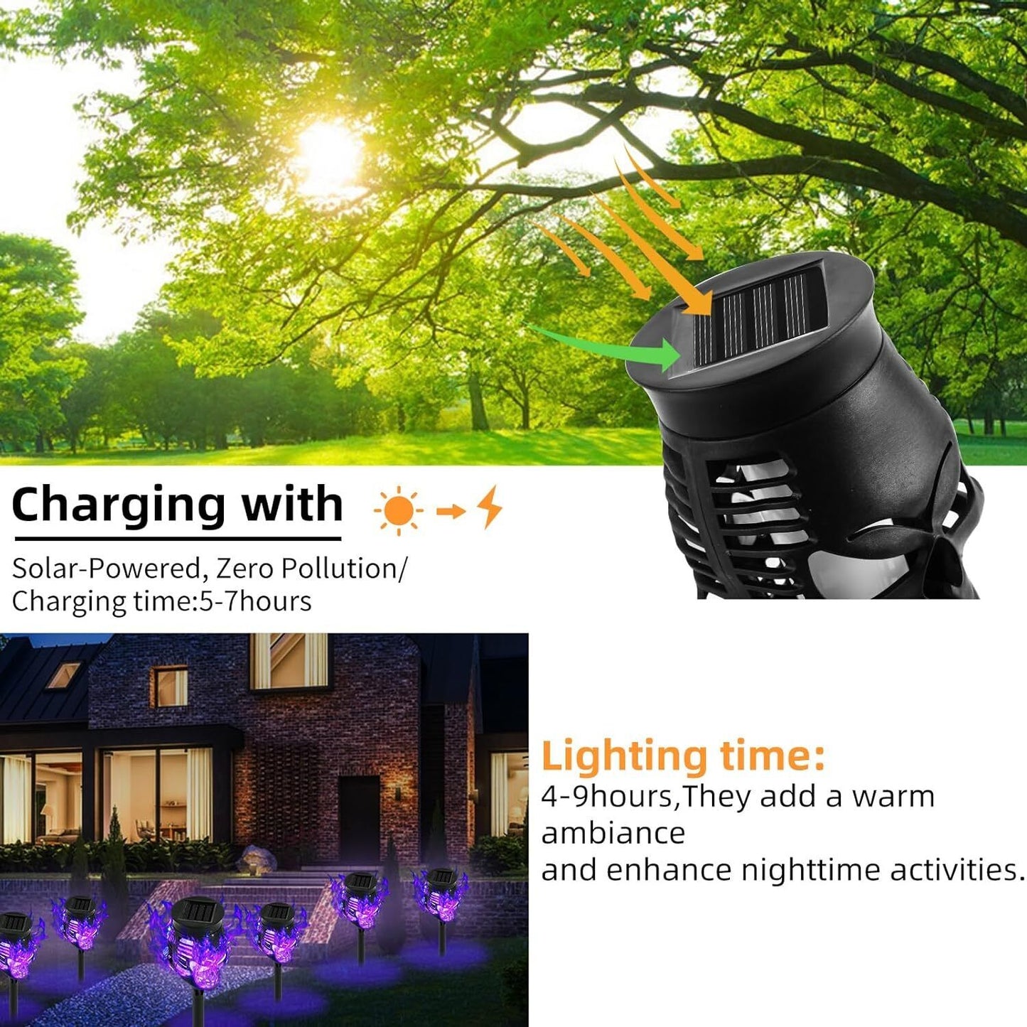 4 PACK Flickering Solar Lights Flame Torch Outdoor Landscape Garden Yard Lights