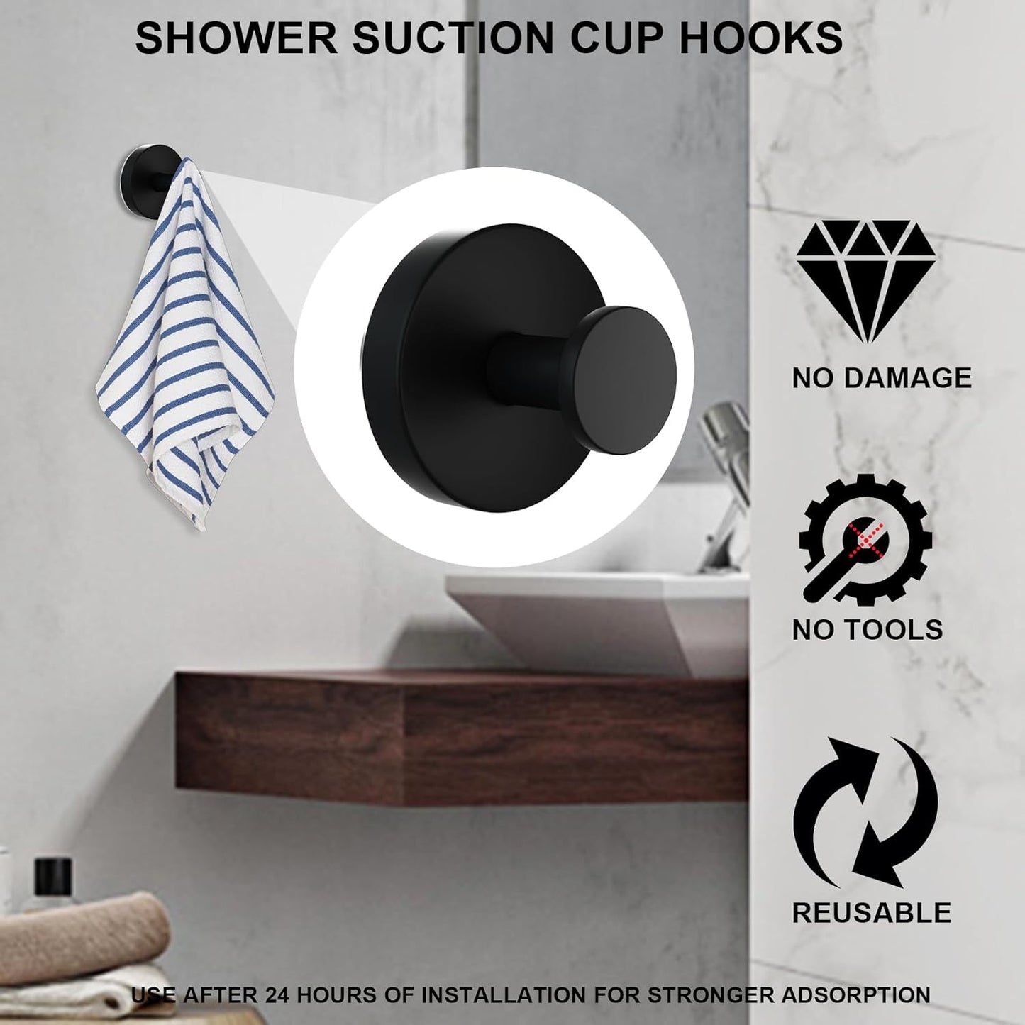Suction Cup Hooks for Shower,Bath Towel Hook,Heavy-Dut