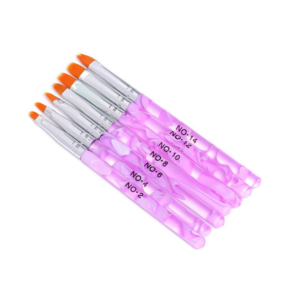 7Pcs Acrylic Nail Art Pen Tips UV Builder Gel Painting Brush Manicure Set Hot US