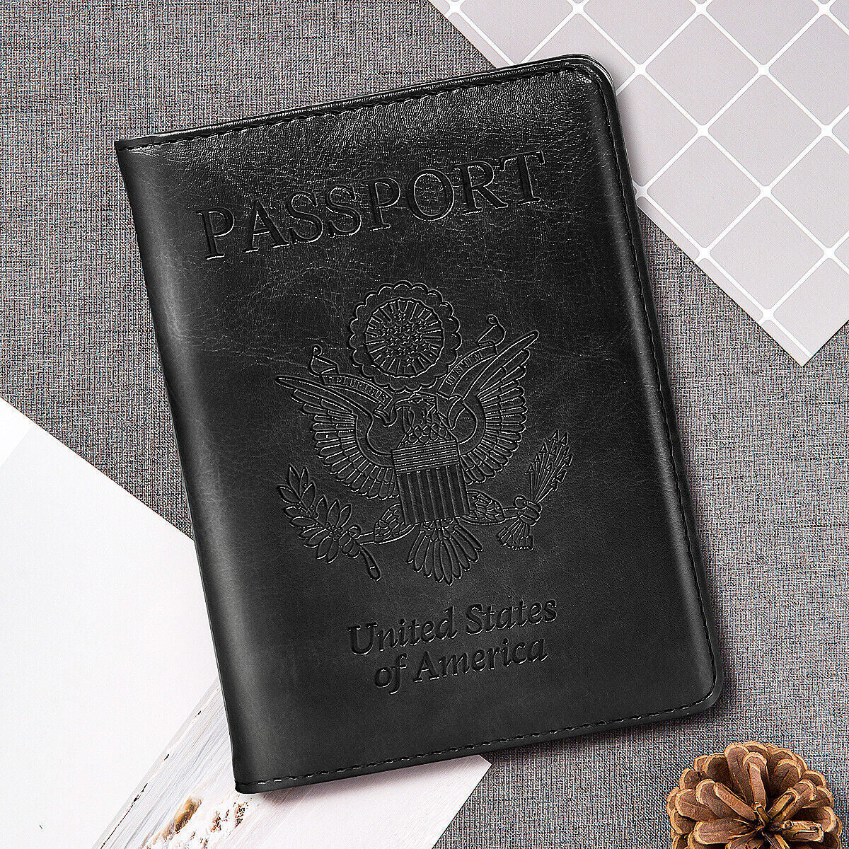 Slim Leather Travel Passport Wallet Holder RFID Blocking ID Card Case Cover US
