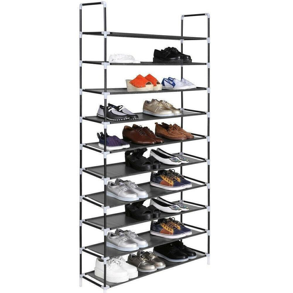 10-Tier Shoe Rack Organizer | Holds Up to 50 Pairs | Space-Saving Standing Shoe Shelf for Closet, Entryway, or Bedroom | Sturdy Home Storage Solution