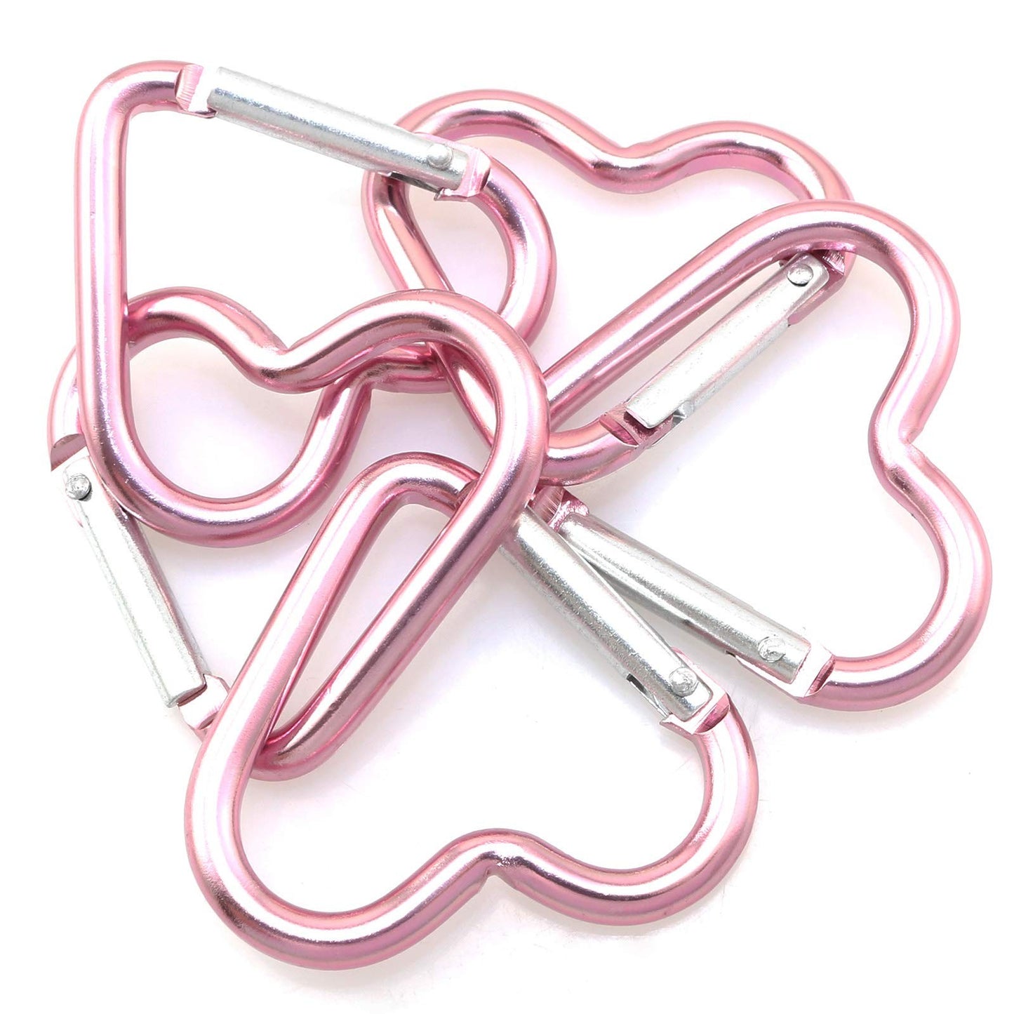 10Pcs Heart-Shaped Aluminum Snap Hook Clip Key Holder, Keychain Clip (Light P...