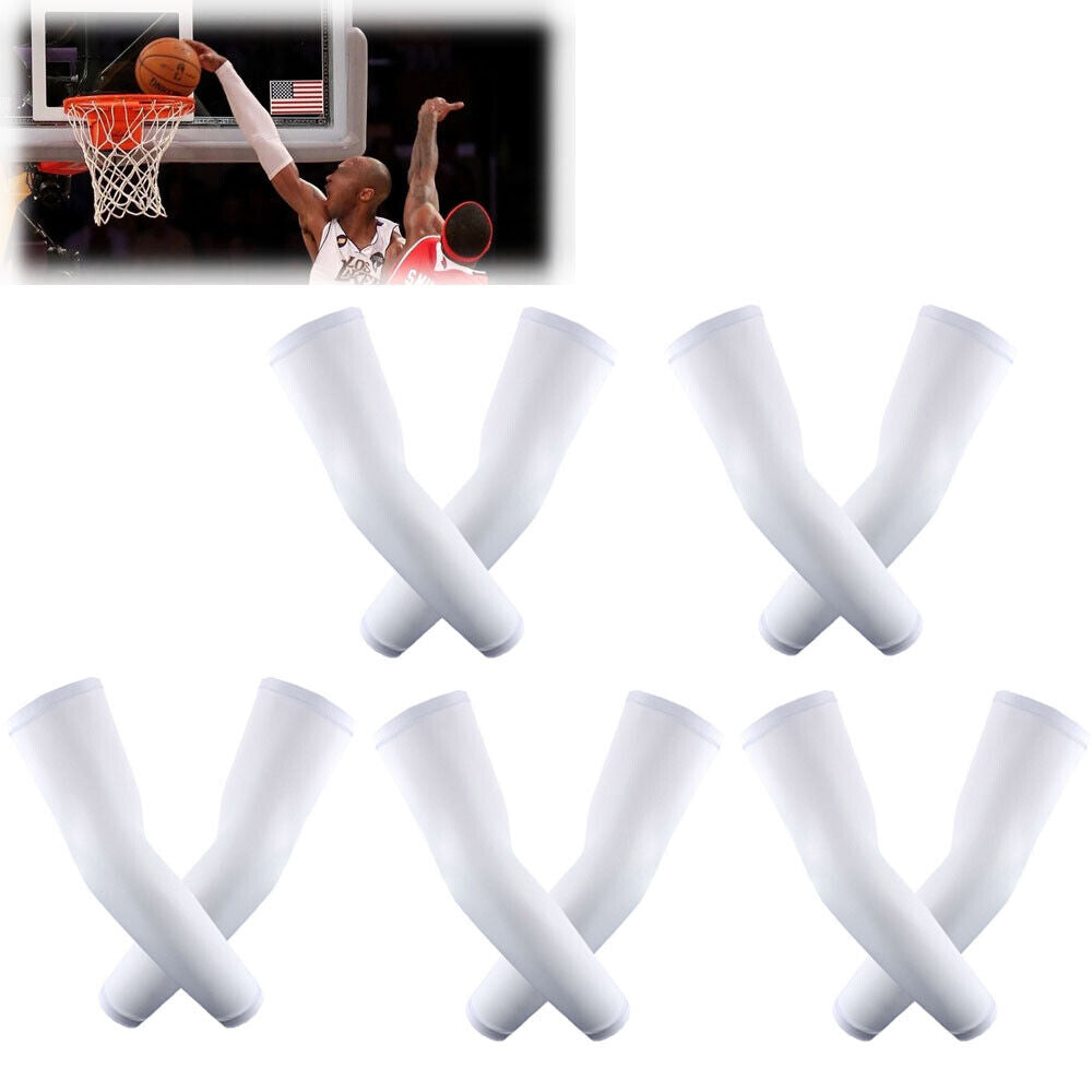 Cooling Arm Sleeves UV Sun Protection, Sweat-Wicking, Breathable Compression for Sports, Cycling, Golf, Hiking & Outdoor Activities – 5 Pairs