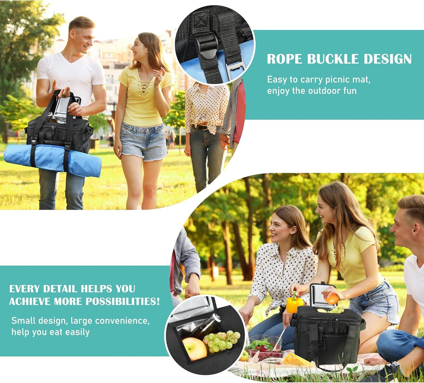 Tirrinia Large Insulated Cooler Bag - Outdoor Leakproof Cooler Tote for Men