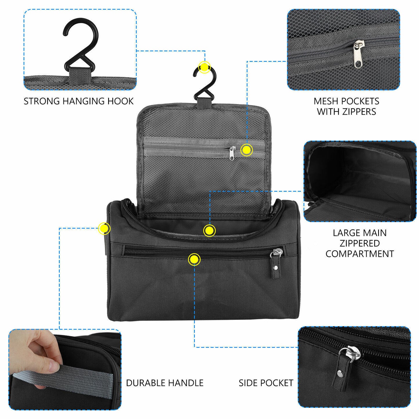 Travel Essential Waterproof Toiletry Bag – Shaving & Makeup Organizer for Travel, Gym, or Daily Use | Durable Wash Bag Case Must-Have