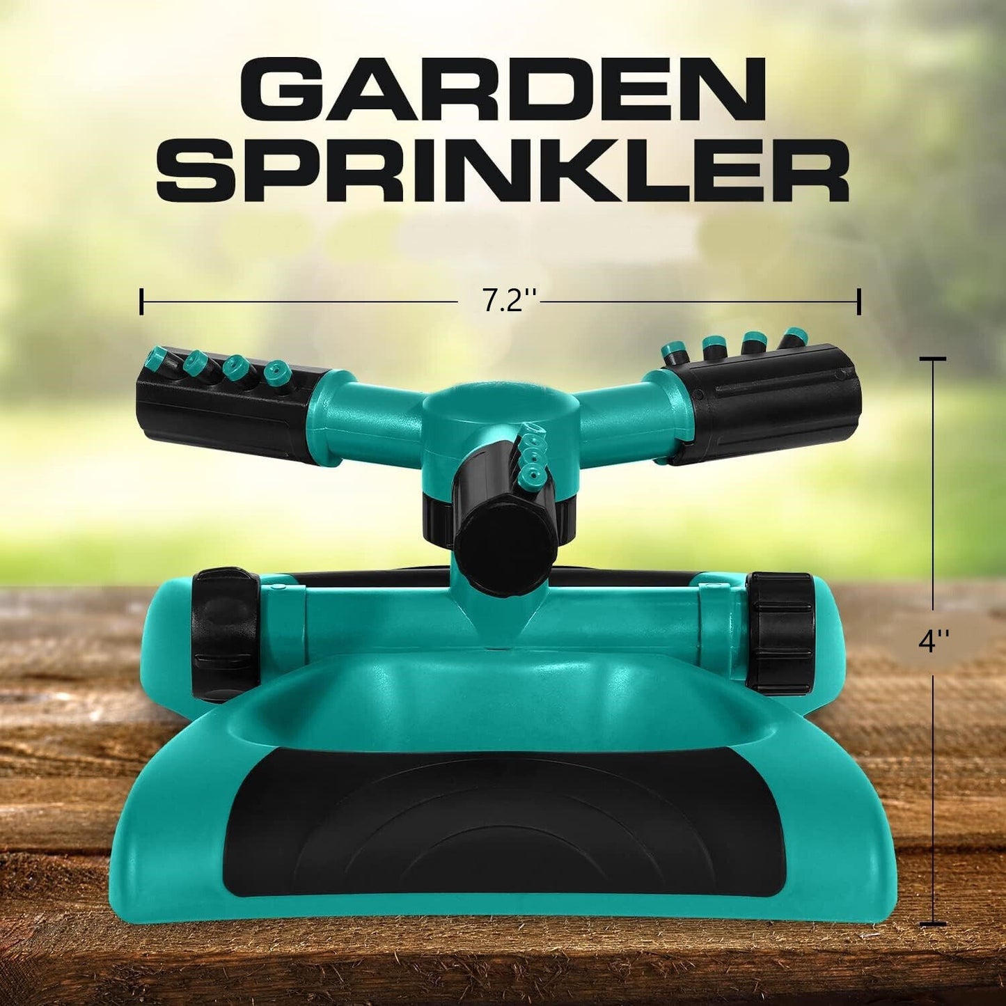 360° Automatic Rotating Lawn Sprinkler – Covers 30ft Range, Adjustable Arms, Leak-Proof Hose Connector, Garden & Yard Watering Tool for Even Coverage