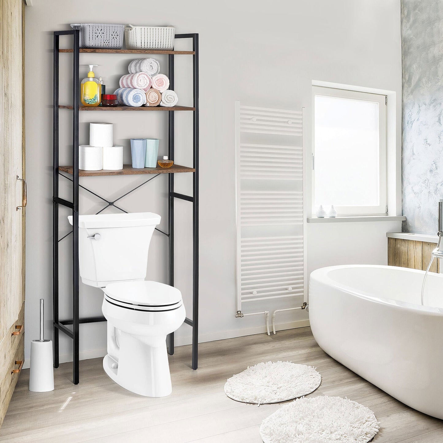 3-Tier Bathroom Storage Shelf over Toilet Rack Organizer Freestanding Shelving