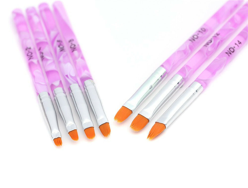 7Pcs Acrylic Nail Art Pen Tips UV Builder Gel Painting Brush Manicure Set Hot US