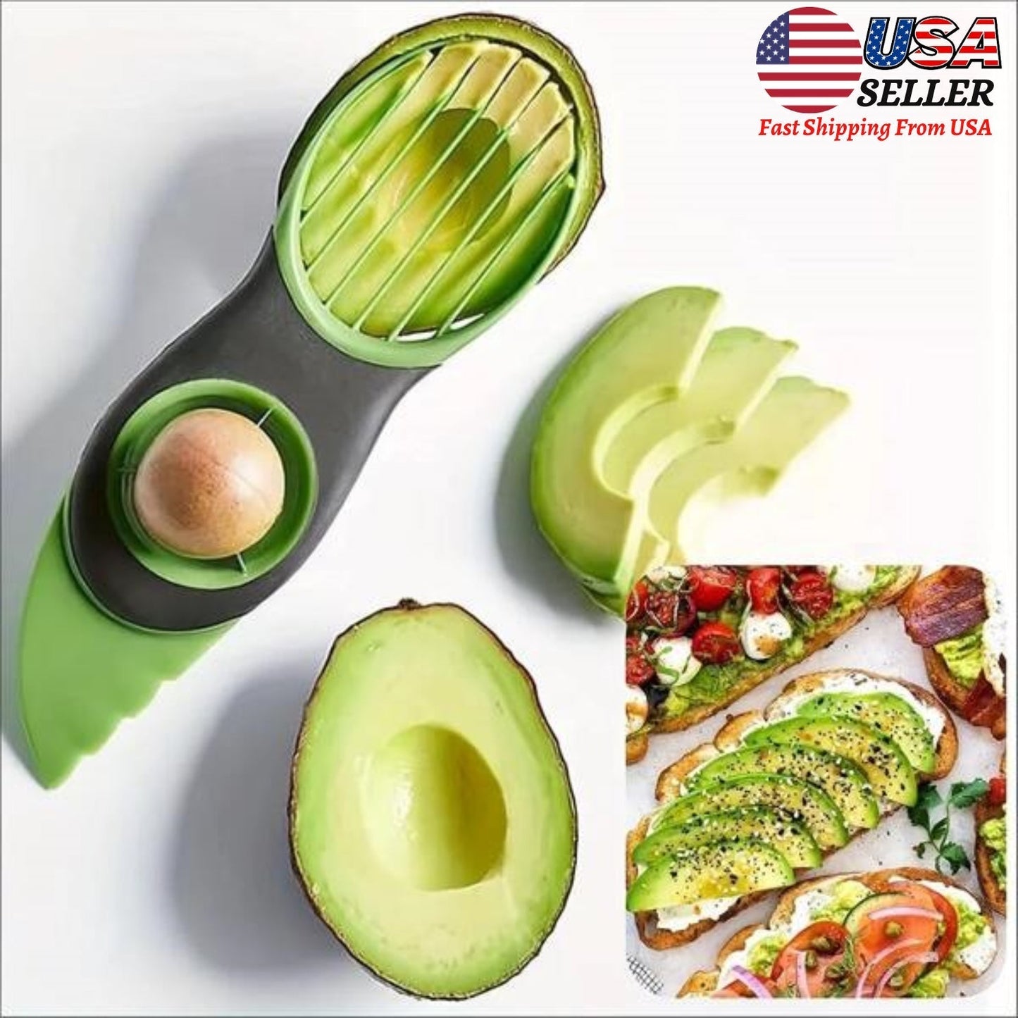 3-in-1 Avocado Cutter Tool Set - Slicing, Pitting, and Scooping Made Easy for Perfect Avocados Every Time - Durable, Ergonomic Design for Home