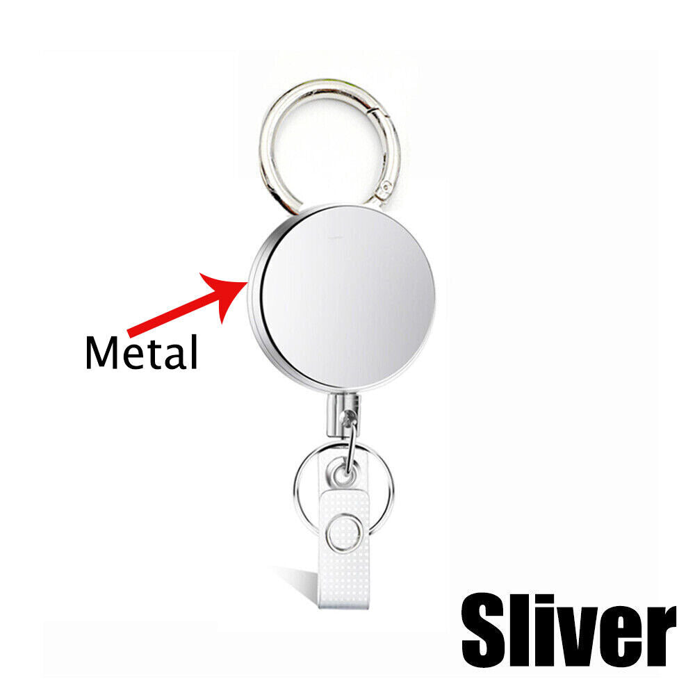 Retractable Badge Reel ID Card Holders Heavy Duty with Belt Clip Key Ring 2Packs