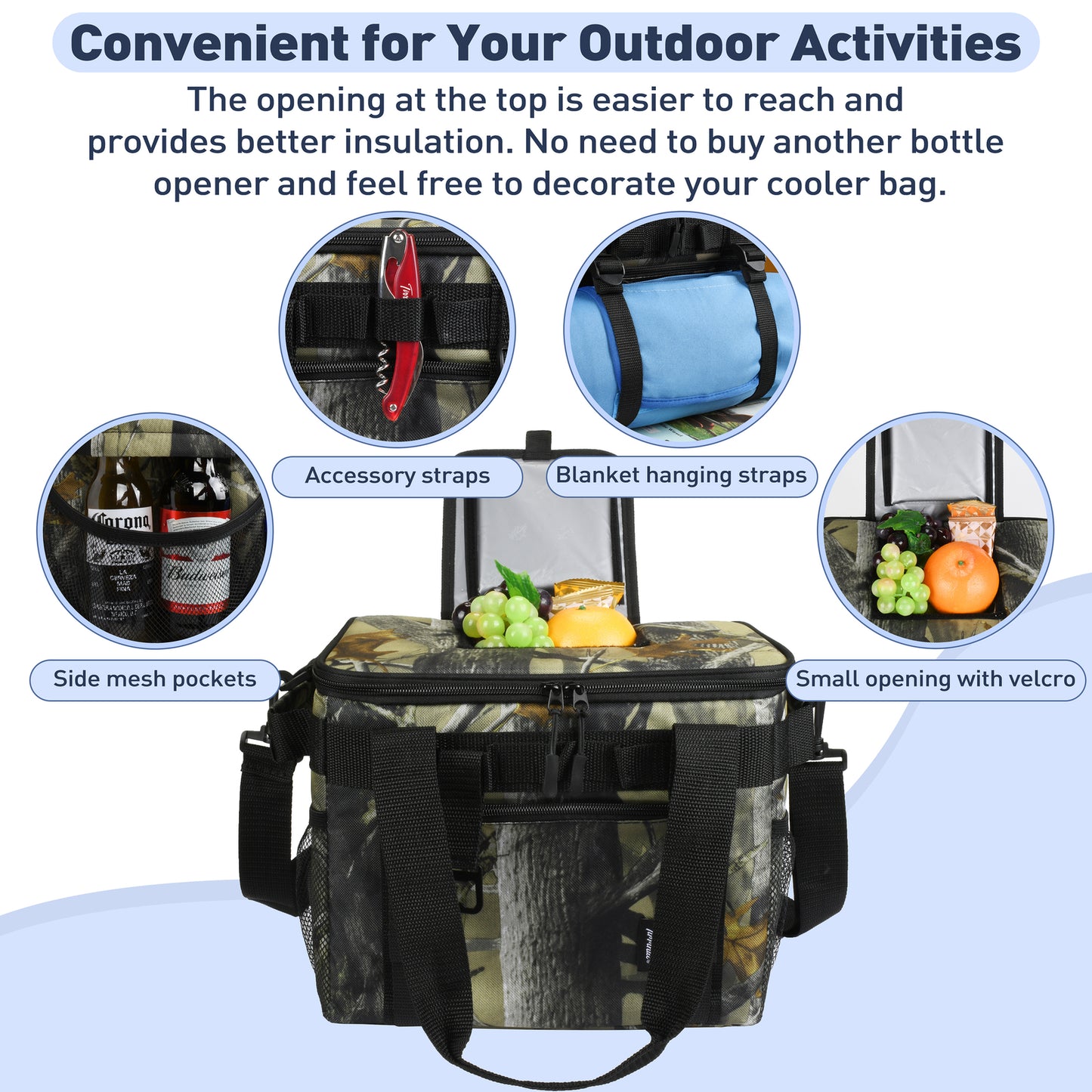 Tirrinia Large Insulated Cooler Bag - Outdoor Leakproof Cooler Tote for Men